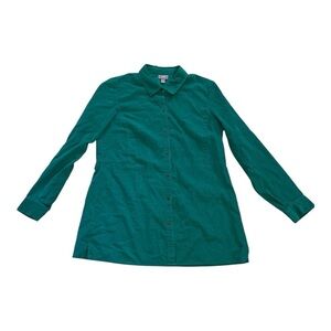 J. Jill Green Button Down Emerald Green Corduroy Long Sleeve Shirt Size Small